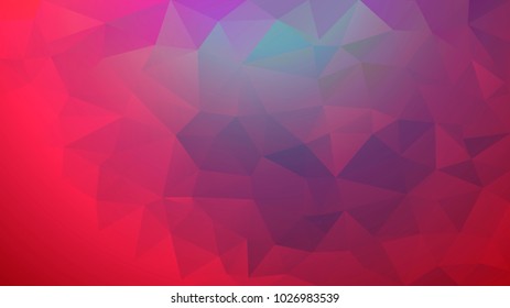 Abstract low poly background of triangles in Raspberry, multicolor colors. Substrate for design. 16:9