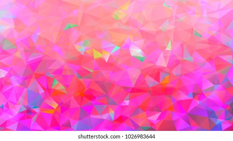 Abstract low poly background of triangles in Pink, rainbow, multicolor colors. Substrate for design. 16:9
