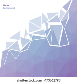 Abstract low poly background of triangles in blue and violet colors. Triangle geometrical colorful background. 