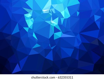 Abstract low poly background of triangles in blue colors