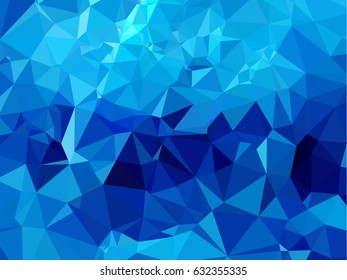 Abstract low poly background of triangles in blue colors