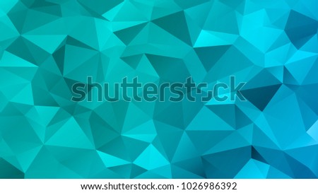 Abstract low poly background of triangles in Cold, azure, ice, winter colors. Substrate for design. 16:9