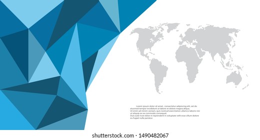 abstract low poly background with world map vector. modern design illustration