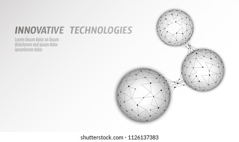 Abstract low poly biological connected cell. Connection world communication technology polygonal. Blue business science concept. Wireframe mesh geometric render white gray vector illustration