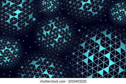 Resumen de célula de baja conexión biológica de poli. Tecnología de comunicación del mundo de la conexión polígonal. Concepto de presentación de ciencia de negocios azul. Ilustración vectorial azul de malla geométrica de malla de malla alambre