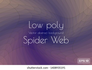 Abstract low poly blue brown spider web shaped spiral. Textured Vector Illustration