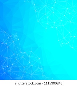 Abstract low poly Blue technology vector background. Connection structure. Vector data science background. Polygonal vector background. Molecule And Communication Background.