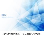 Abstract low poly blue triangles polygon and halftone with copy space white background. Vector illustration