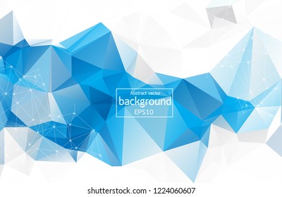 Abstract low poly Blue White technology vector background. Connection structure. Vector data science background. Polygonal vector background. Molecule And Communication Background.