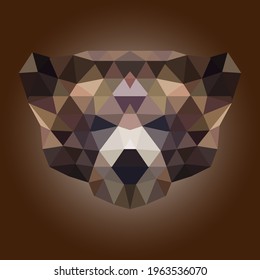 Abstract low poly brown bear pattern vector illustration with brown background