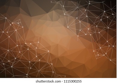 Abstract low poly Brown technology vector background. Connection structure. Vector data science background. Polygonal vector background. Molecule And Communication Background.