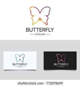 Abstract Low Poly Butterfly Logo. Three color versions.