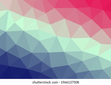 Resumen de fondo de cristal de poli bajo sobre color de gradiente azul oscuro y rojo. Fondo polígono colorido.
