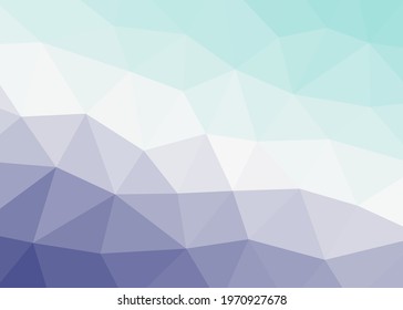 Abstract low poly crystal background on soft green and blue gradient color. Colorful Polygonal background.