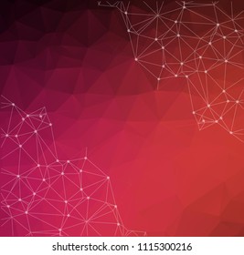 Abstract low poly Dark Pink technology vector background. Connection structure. Vector data science background. Polygonal vector background. Molecule And Communication Background.