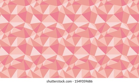 Abstract low poly geometric background with triangles in living coral colors and space for text. Mosaic texture. Vector illustration.