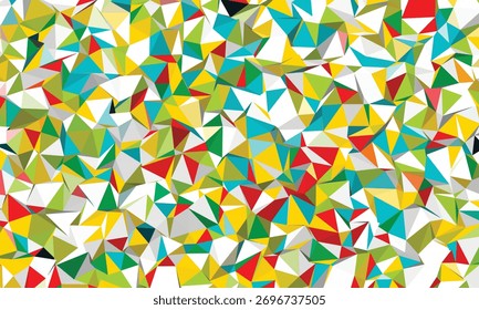 Abstrato baixo poli geométrico fundo colorido caos mosaico padrão com polígonos vibrantes isolados no fundo branco