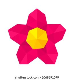 Abstract low poly geometric pink flower. Vector illustration