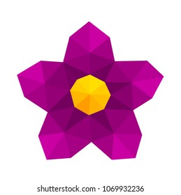 Abstract low poly geometric purple flower. Vector illustration
