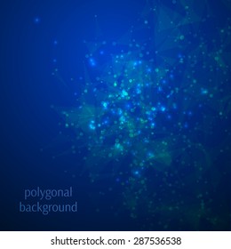 Abstract low poly geometric technology vector background with connection structure. Design element decoration line and point, transform form. Vector illustration