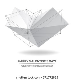 Elemento Abstractas de diseño de Vector de tecnología geométrica de bajo poli. Molécula poligonal tarjeta de felicitación del día de San Valentín.