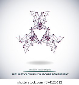 Abstract low poly geometric technology vector design shapes. Polygonal vector molecule and communication elements. Round icon.
