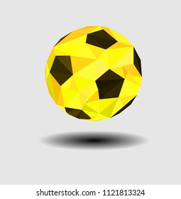 Abstract Low poly golden Football,geometric style,sport concept,vector	