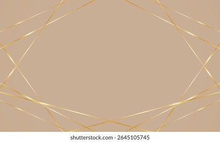 Abstract low poly golden lines on beige background, golden waves lines, art deco pattern for poster, greeting card, banner, background, wallpaper, pattern, graphic and printing.