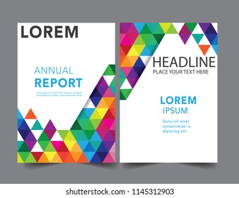 Abstract low poly grid colorful report cover Business Book Cover Design Template in A4. Can be adapt to Brochure, Annual Report, Magazine, Poster, Corporate Presentation, Portfolio, Flyer, Banner, Website.