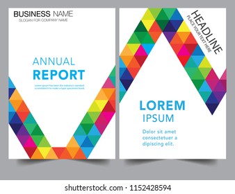 Abstract low poly grid colorful report cover Business Book Cover Design Template in A4. Can be adapt to Brochure, Annual Report, Magazine, Poster, Corporate Presentation, Portfolio, Flyer, Banner, Web