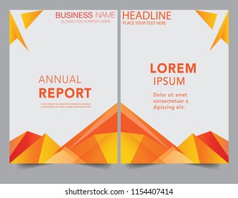 Abstract low poly grid orange report cover Business Book Cover Design Template in A4. Can be adapt to Brochure, Annual Report, Magazine, Poster, Corporate Presentation, Portfolio, Flyer, Banner, Web