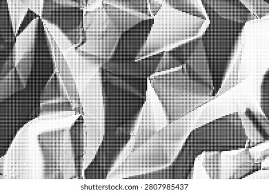 Abstract Low Poly Halftone Polygon Texture Background in Grayscale