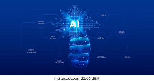 Abstract low poly hand thumb up at circuit CPU microprocessor. AI artificial intelligence digital technology infographic vector.
Enhancing global business, big data concept.