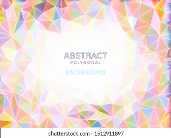 Abstract low poly holographic background in rainbow color tone with blank space for text copy