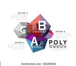 Abstract low poly infographics vector template