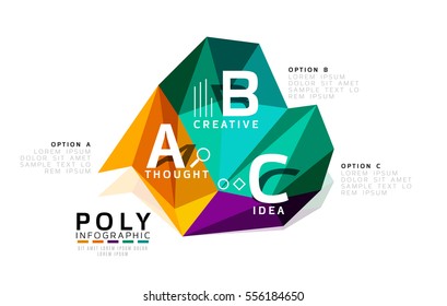 Abstract low poly infographics vector template