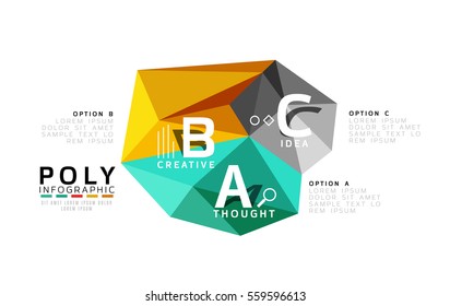 Abstract low poly infographics vector template