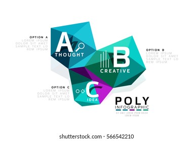 Abstract low poly infographics vector template