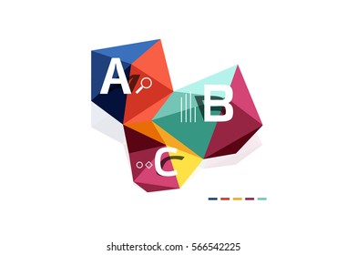 Abstract low poly infographics vector template