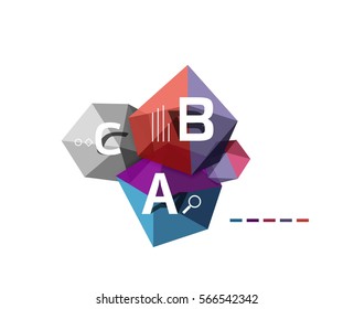 Abstract low poly infographics vector template