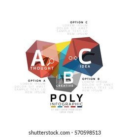 Abstract low poly infographics vector template