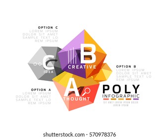 Abstract low poly infographics vector template