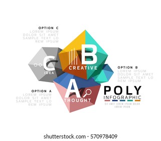 Abstract low poly infographics vector template