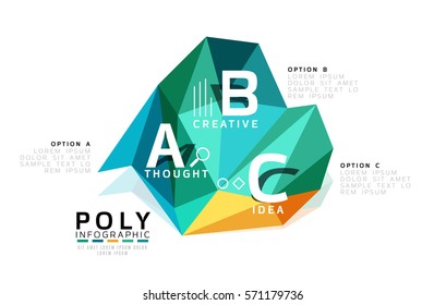 Abstract low poly infographics vector template