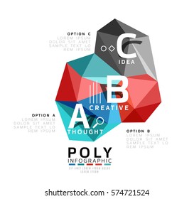 Abstract low poly infographics vector template