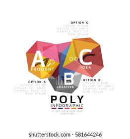 Abstract low poly infographics vector template