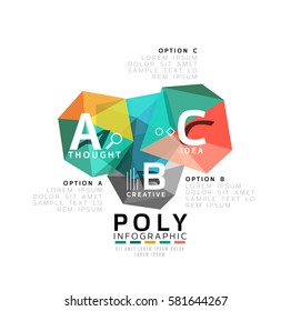 Abstract low poly infographics vector template