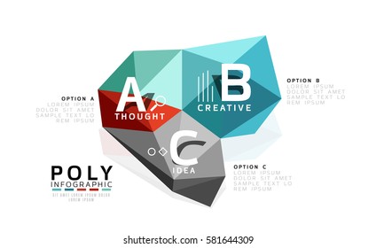 Abstract low poly infographics vector template