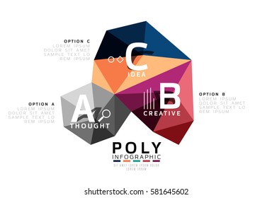 Abstract low poly infographics vector template