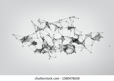 abstract low poly lines mesh white. Background Technology connecting dots and line.